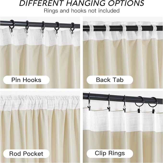 RYB HOME Beige Velvet Curtains 84 inches - Rod Pocket & Back Tab Boho Window Panels Privacy Theraml Insulted Drapes for Bedroom Bathroom, W52 x L84, 1 Pair