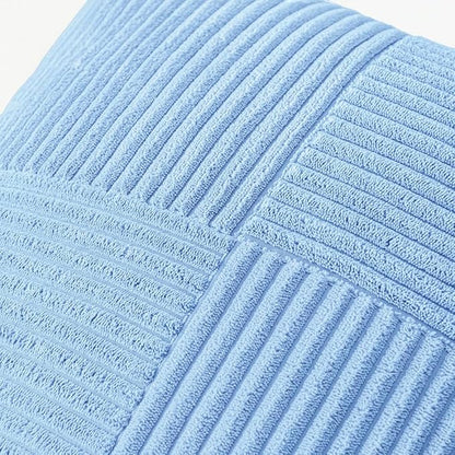 MIULEE Light Blue Decorative Throw Pillow Covers 18x18 Inch for Couch Bed Sofa Pack of 2 Boho Farmhouse Throw Pillows Soft Cross Corduroy Patchwork Textured Cushion Cases