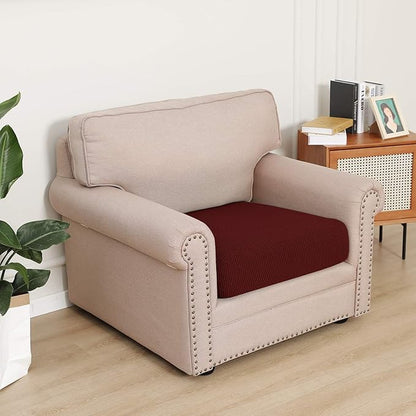 Easy-Going Stretch Cushion Cover Sofa Cushion Furniture Protector Sofa Seat Sofa slipcover Sofa Cover Soft Flexibility with Elastic Bottom (Chair Cushion,Wine)