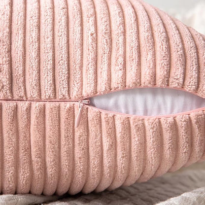 MIULEE Pink Decorative Lumbar Throw Pillow Covers 12x20 Inch for Couch Bed Sofa Valentines Day Pack of 2 Boho Farmhouse Throw Pillows Soft Cross Corduroy Patchwork Textured Cushion Cases