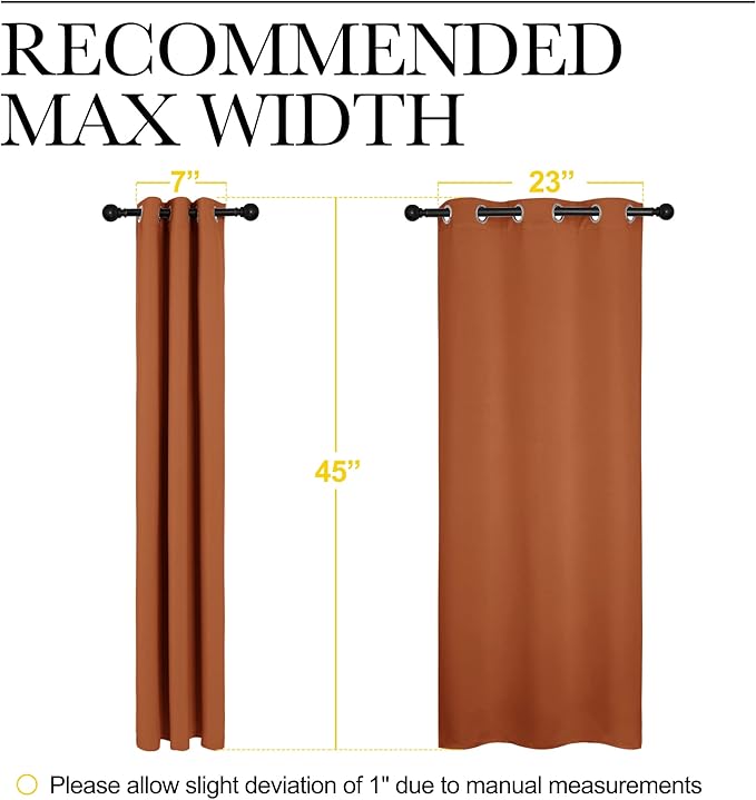 NICETOWN Burnt Orange Window Curtains Blackout Drapes, Thermal Insulated Solid Grommet Blackout Curtains/Draperies for Living Room (1 Pair, 29 by 45 inches)
