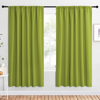 NICETOWN 2 Panels Blackout Curtains, Rod Pocket Window Curtains Room Darkning Drapes for Bedroom/Living Room, Thermal Insulated Solid Draperies for Home Office/Study, 62 by 72-Inch, Fresh Green