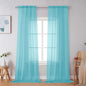 Simplebrand Aqua Sheer Curtains 96 Inches Long, Light Filtering Rod Pocket Solid Color Window Sheer Curtain Panels, Elegant Curtains & Drapes for Living Room, Bedroom 2 Panels (Aqua, 42" W x 96" L)