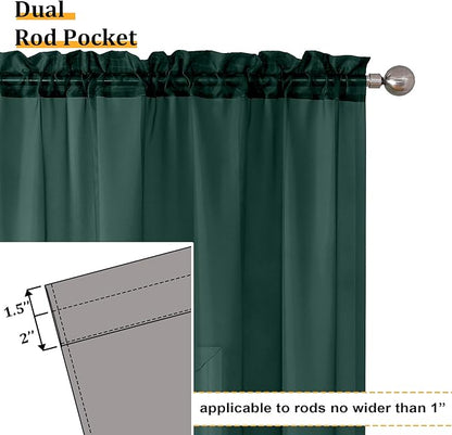 Aiyufeng Hunter Green Sheer Curtain Drapes 45 Inch Length 2 Panels for Living Room, Light Filtering Voile Green Drapes for Bedroom, Patio, Sliding Door, Each 42" W x 45" L