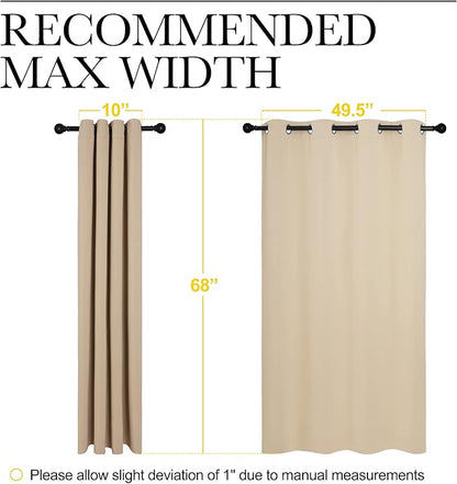 NICETOWN Room Darkening Curtain Panels for Cafe, Thermal Insulated Grommet Room Darkening Draperies/Drapes for Window (Biscotti Beige, 2 Panels, W55 x L68 -inch)
