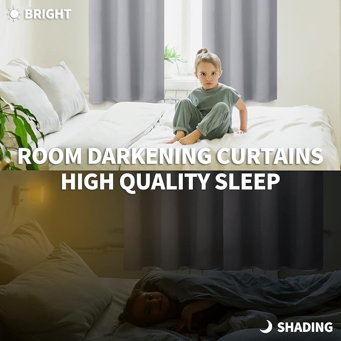 BGment Room Darkening Curtains 120 Inches Long - Grommet Thermal Insulated Drapes Window Treatment Curtains for Bedroom, 2 Panels, 52 x 120 Inch, Light Grey