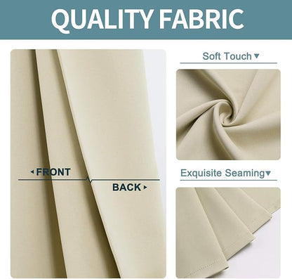 ChrisDowa Grommet Room Darkening Curtains for Bedroom and Living Room - 2 Panels Set Thermal Insulated Blackout Curtains (Beige, 52W x 72L)