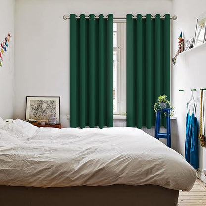 BGment Blackout Curtains for Bedroom - Grommet Thermal Insulated Room Darkening Drapes for Living Room, Set of 2 Panels (70 x 63 Inch, Emerald Green)