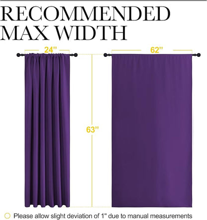 NICETOWN Living Room Curtains for Window - Energy Efficient & Noise Reducing Thermal Insulated Rod Pocket Blackout Drapes/Draperies for Living Room (Royal Purple, 2 Panels, W62 inches x L63 inches)