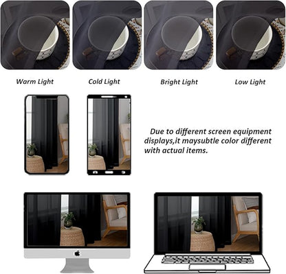 Chyhomenyc Extra Long Black Sheer Curtains 120 Inches Long 2 Panels, Light Filtering Black Curtains for Living Room, Soft Gentle Voile Rod Pocket Bedroom Window Drapes, 59Wx120L Inch, 10FT, 2PCS
