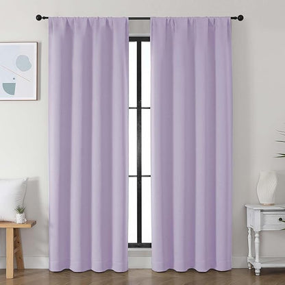 Simplebrand Ava Lilac Blackout Curtains for Bedroom, 78 Inch Length, 2 Panels Set, Privacy Thermal Insulated Rod Pocket Window Curtains for Patio, French Door, W40 x L78 Inch