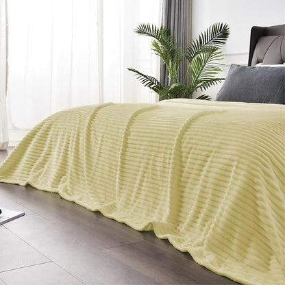 BEDELITE Fleece Blanket Twin Size – 3D Ribbed Jacquard Soft and Warm Decorative Fuzzy Blankets – Cozy, Fluffy, Plush Lightweight Throw Blankets for Couch, Bed, Sofa(Transparent Yellow, 60x80 inches)