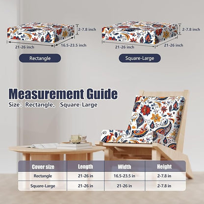 8Pcs Stretch Patio Cushion Covers, Outdoor Couch & Sofa Replacement Slipcovers for Patio Furniture Cushion Covers, Washable Reusable Furniture Protector