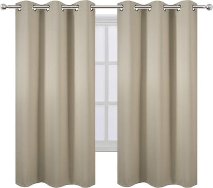 LEMOMO Beige Thermal Blackout Curtains/42 x 63 Inch/Set of 2 Panels Room Darkening Curtains for Bedroom