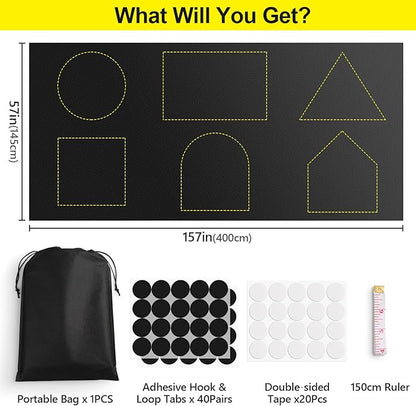 FADOTY Blackout Curtains for Bedroom, Portable 100% Black Out Window Cover Film, Cuttable Blackout Shades Fabric Sheet, No Drill Window Blinds, Sun Heat Light Blocker for Travel Media Dorm, 57'' W
