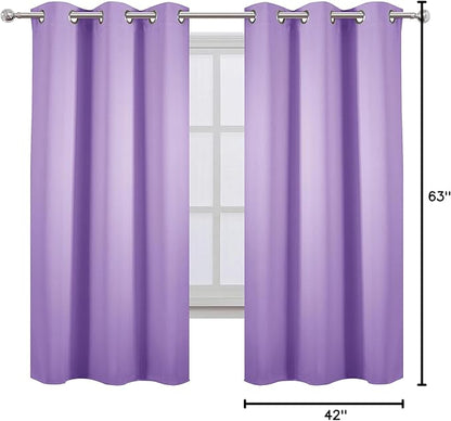 LEMOMO Lavender Blackout Curtains 42 x 63 Inch Length/Set of 2 Curtain Panels/Thermal Insulated Room Darkening Blackout Curtains for Bedroom