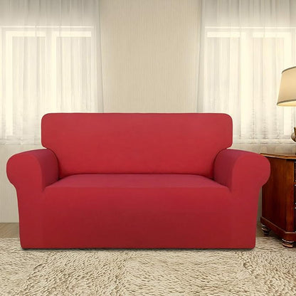PureFit Super Stretch Sofa Slipcover – Spandex Non Slip Soft Couch Sofa Cover, Washable Furniture Protector with Non Skid Foam and Elastic Bottom for Kids, Pets （Loveseat, Red）