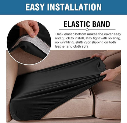H.VERSAILTEX Velvet Stretch Couch Cushion Cover Plush Cushion Slipcover for Chair Cushion Furniture Protector Seat Cushion Sofa Cover (1 Piece Armchair Cushion Covers, Black)