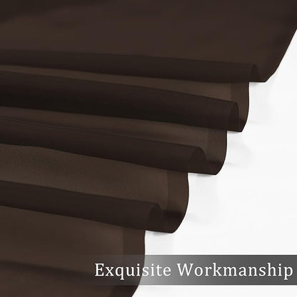 OWENIE Sheer Chocolate Curtains, Sheer Curtains 90 Inches Long 2 Panels Set, Rod Pocket Voile Fimly Sheer Drapes for Living Room/Bedroom, 2pcs, Chocolate, Each 42" W x 90" L