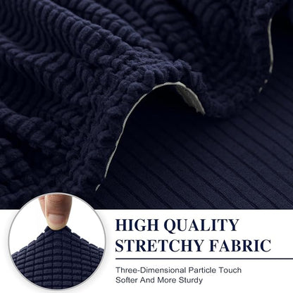 Couch Cushion Covers for Sectional Sofa L Shape Washable Separate Seat Chaise Couch Cover Stretch Sofa Slipcovers with 2 Pcs Pillowcases(3 Seater + 1 Chaise, Navy)