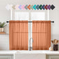 Orange Sheer Curtains Tier 30 Inches Length 2 Panels Set, Light Filtering Lightweight Soft Window Treatments Drapes, Cute Elegant Cafe Curtains for Nursery, Dual Rod Pocket, 2x42Wx30L Inches