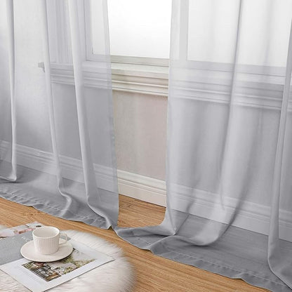 Light Grey Sheer Curtain for Bedroom Living Room 78 Inches Long 2 Panels Set, Solid Soft Airy Light Filtering Sheer Window Curtains, Modern Rod Pocket Door Curtain, 42" Wx78 L Inches