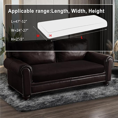 Leather Look Couch Cushion Covers Sofa Seat Slipcovers Sets Couches Furniture Protector for Sectional Armchair Loveseat Pets Kids Stretch Spandex Fabric (1 Cushion Loveseat, Chocolate)
