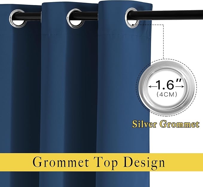 NICETOWN Blackout Curtain Drapes for Living Room - Decorative Thermal Insulated Solid Grommet Top Room Darkening Window Treatments for Kids Room (Moroccan Blue, 1 Pair, 66 x 72-Inch)