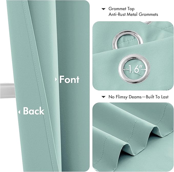MIULEE Aqua Blackout Curtains for Bedroom Living Room 84 Inches Long 2 Panels, Thermal Insulated Room Darkening Drapes Solid Grommet Noise Reduction Light Blocking Window Treatments 40x84 Inch