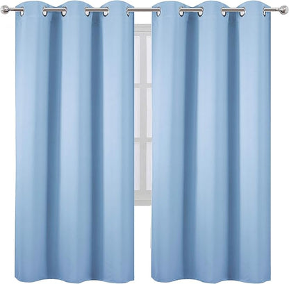 LEMOMO Sky Blue Thermal Blackout Curtains/42 x 72 Inch/Set of 2 Panels Room Darkening Curtains for Bedroom