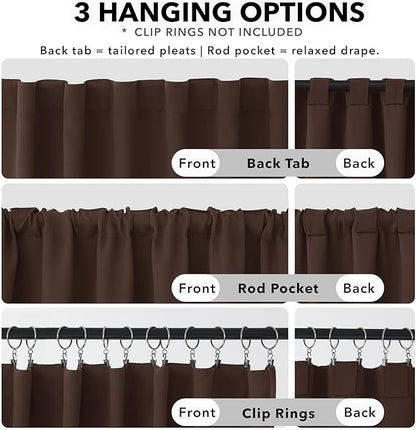 Deconovo Blackout Curtains, Thermal Insulated, W52 x L108 2 Panels, Back Tab, Machine Washable, Room-Darkening Drapes for Bedroom/Living Room Chocolate