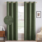 MIULEE 100% Blackout Linen Textured Curtains for Bedroom Solid Thermal Insulated Olive Green Grommet Room Darkening Curtains & Drapes Luxury Decor for Living Room Nursery 42 x 84 Inch (2 Panels)
