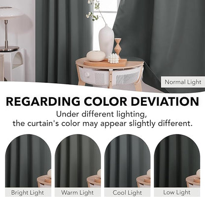 Deconovo Back Tab and Rod Pocket Short Blackout Curtains for Kitchen Window Room Darkening Drapes 42Wx54L Inch Dark Grey 2 Panels