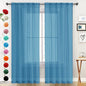 SpaceDresser Basic Rod Pocket Sheer Voile Window Curtain Panels Blue 1 Pair 2 Panels 52 Width 63 Inch Long for Kitchen Bedroom Children Living Room Yard（Blue, 52W x 63L）