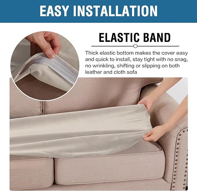 H.VERSAILTEX Velvet Stretch Individual Cushion Cover Plush Cushion Slipcover for Loveseat Sofa Furniture Protector Seat Cushion Sofa Cover (1 Piece Loveseat Cushion Cover, French Oak)