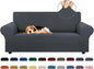 KEKUOU Stretch Loveseat Sofa Cover Slipcover,Couch Covers for 2 Cushion Couch Sofa (55"-78") Furniture Protector Sofa with Elastic Bottom for Kids,Dog. Jacquard Small Checked (Medium,Charcoal)