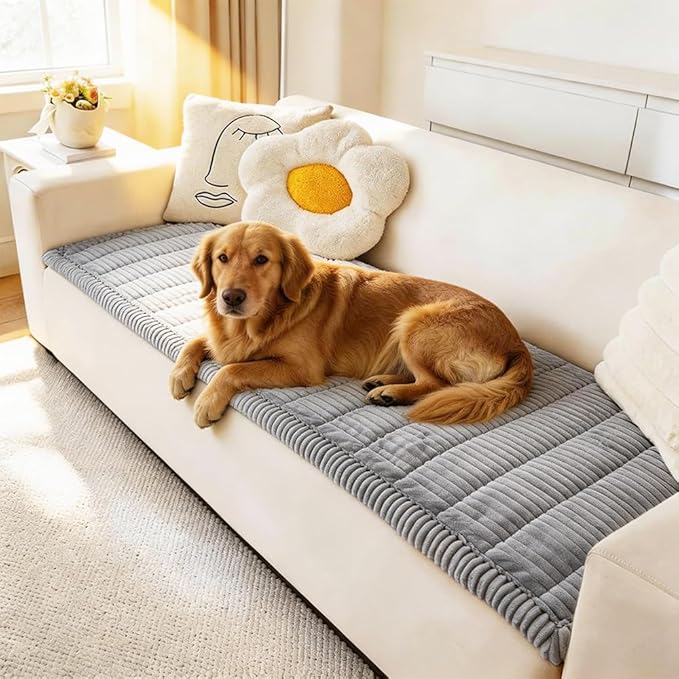 Couch Cover for Dogs Washable, Fuzzy Pet Couch Covers for 3 Cushion Sofa Pet Friendly, Non Slip Sofa Cover (Light Blue-Grey, 27.6" x 70.9"/70 x 180cm)
