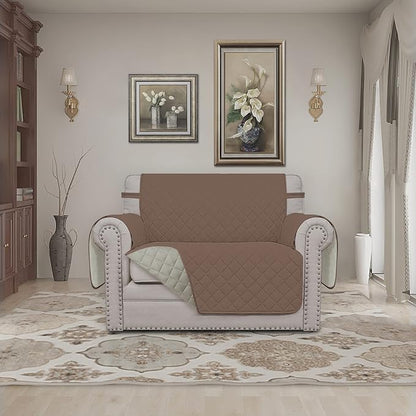 Easy-Going Oversized Chair Sofa Slipcover Reversible Sofa Cover Water Resistant Couch Cover Furniture Protector Cover with Elastic Straps for Pets Dog (Oversized Chair, Brown/Beige)