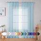 Simplebrand Sky Blue Sheer Curtains 90 Inches Long 2 Panels, Light Filtering Rod Pocket Solid Color Window Sheer Curtain Panels, Elegant Curtains & Drapes for Living Room, Bedroom, 42" W x 90" L