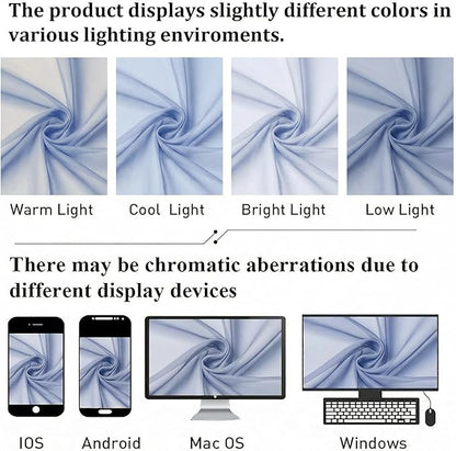 Lecloud Denim Blue Sheer Curtains 63 Inch Length 2 Panels, Light Filtering Voile Bedroom Curtains with Rod Pocket, Airy Farmhouse Window Drapes for Living Room Dining Room, Each Panel 42" W x 63" L