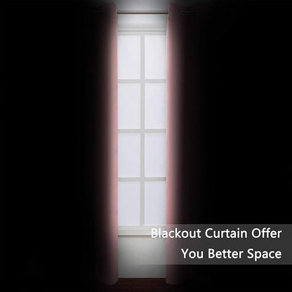 LEMOMO Pink Blackout Curtains 34 x 84 Inch Length/Set of 2 Curtain Panels/Thermal Insulated Room Darkening Blackout Curtains for Bedroom