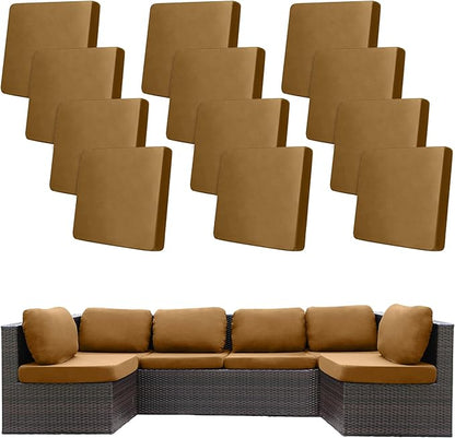 12Pcs Stretch Patio Cushion Covers,Outdoor Couch Covers Replacement,Outdoor Couch & Sofa Slipcovers,for Patio Furniture Cushion Covers,Washable Reusable urniture Protector (Camel,Cover Only)