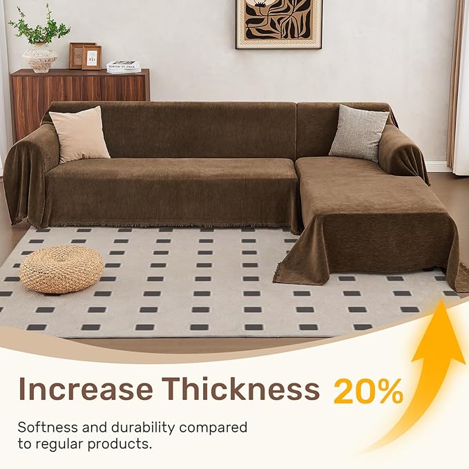 Sectional Couch Covers, 2 Pieces Washable L Shaped Couch Covers Sofa Blanket for Dogs Pet Friendly Sectional Sofa Slipcovers Furniture Covers,71"x 110"+ 71"x 118",(X-Large,Coffee)