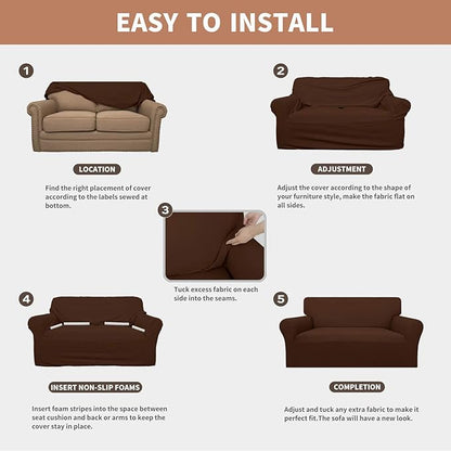 Easy-Going 100% Waterproof Couch Cover, Dual Waterproof Sofa Cover, Stretch Jacquard Sofa Slipcover, Leakproof Furniture Protector for Kids, Pets, Dog and Cat (Sofa, Coffee)