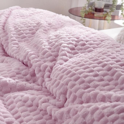 Puncuntex Light Purple Throw Blanket 60"×80" inches Fuzzy 3D Jacquard Decorative Flannel Fleece Super Soft Plush Cozy Blanket for Couch Sofa Chair Lightweight