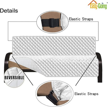 Easy-Going Futon Sofa Slipcover Reversible Sofa Cover Armless Cover Furniture Protector Couch Cover Water Resistant Pets, Kids, Children, Dog, Cat White/White