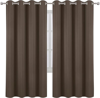 LEMOMO Chocolate Brown Thermal Blackout Curtains/52 x 72 Inch/Set of 2 Panels Room Darkening Curtains for Bedroom