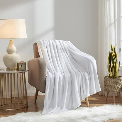 KMUSET Fleece Blanket White Queen Size Lightweight Cozy Plush Microfiber Bed Blanket Factory Shop