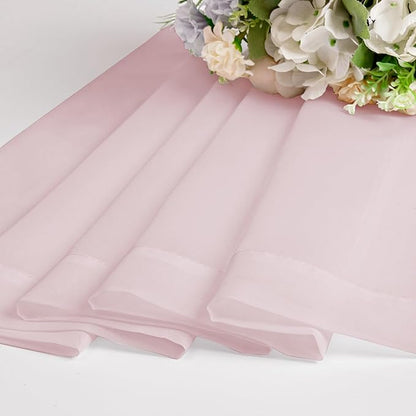 OWENIE Extra Long Sheer Curtains 96 Inches Long, Rod Pocket Airy Solid Blush Sheer Panels, Elegant Voile Sheer Curtains & Drapes for Living Room Bedroom 2 Panels Set, Each 42Wx96L inch