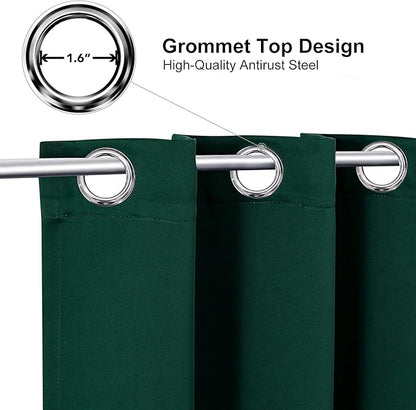 ChrisDowa Grommet Blackout Curtains for Bedroom and Living Room - 2 Panels Set Thermal Insulated Room Darkening Curtains (Forest Green, 52W x 54L)